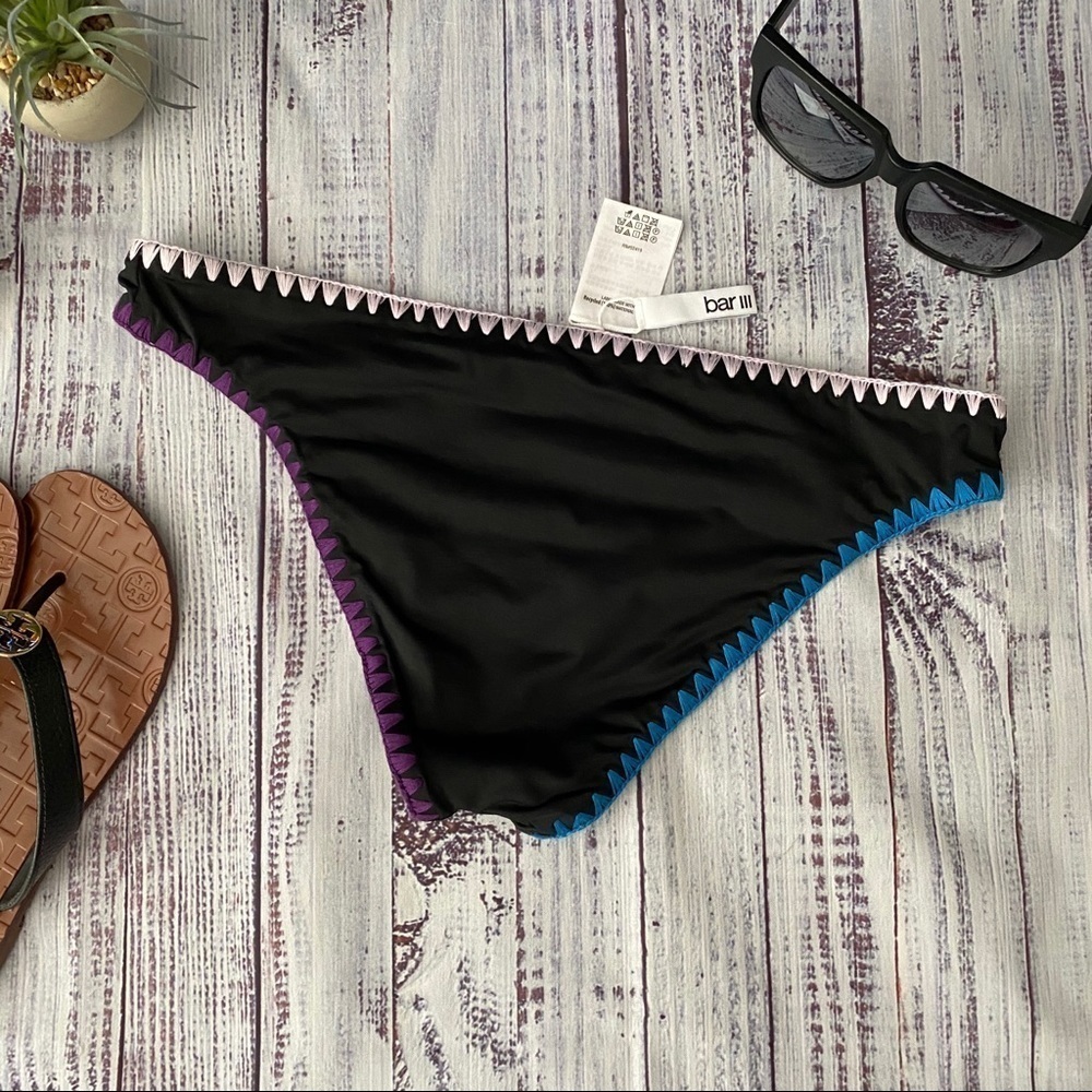Bar III Hipster Bikini Swim Bottm with Crochet Smocking - Picture 2 of 4